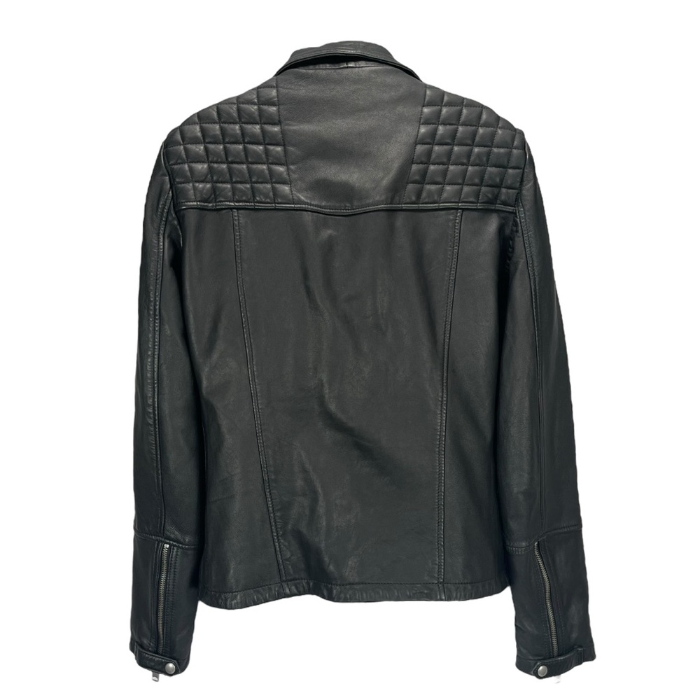 AllSaints Women Small Black Quilted Soft Leather Moto Biker Jacket - Picture 7 of 11